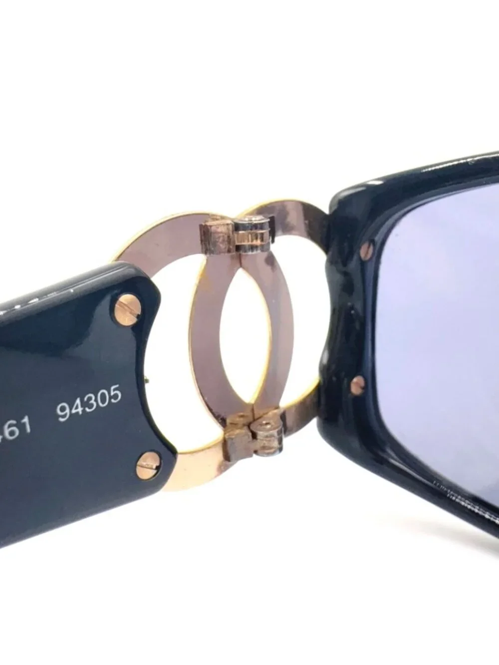 Chanel CC Logo Acetate Gold Plated Black Sunglasses Eyewear